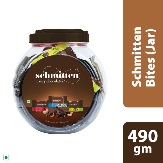 Picture of Schmitten Home Bites Assorted Dark and Milk Chocolates Minis, 490g Jar, Premium Selection