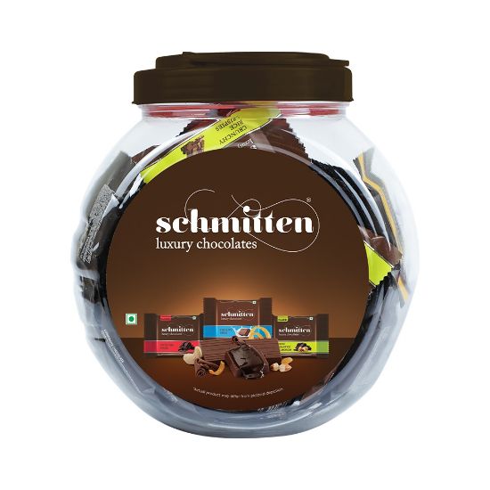 Picture of Schmitten Home Bites Assorted Dark and Milk Chocolates Minis, 490g Jar, Premium Selection