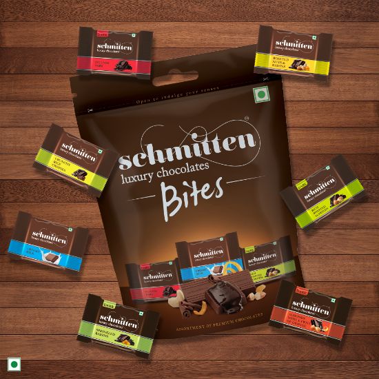 Picture of Schmitten Home Bites Assorted Dark and Milk Chocolates Minis - Pack of 1, 140g Pouch, Premium Selection