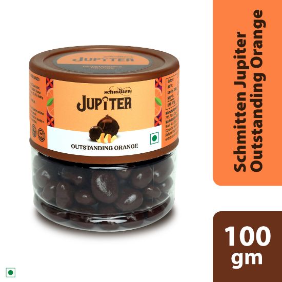 Picture of Schmitten Jupiter Orange Coated Dark Chocolate Jar Perfect for Diwali Gifting