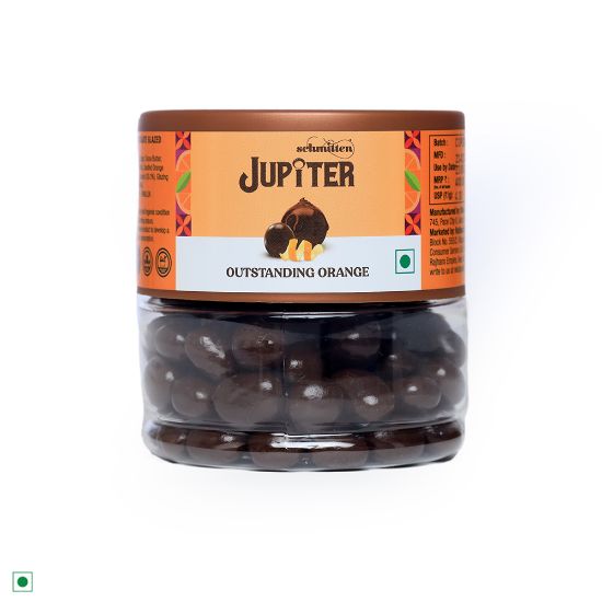 Picture of Schmitten Jupiter Orange Coated Dark Chocolate Jar Perfect for Diwali Gifting