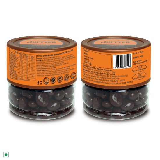 Picture of Schmitten Jupiter Orange Coated Dark Chocolate Jar Perfect for Diwali Gifting