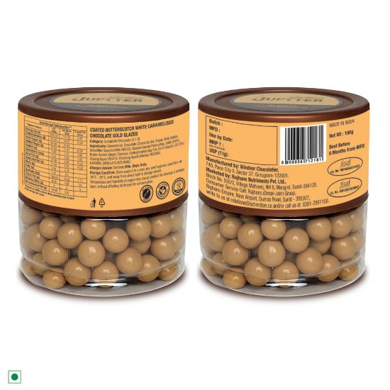 Picture of Schmitten Jupiter Butterscotch Coated Milk Chocolate Jar Perfect for Diwali Gifting