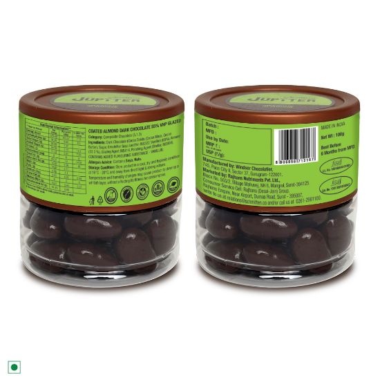 Picture of Schmitten Jupiter Almonds Coated Dark Chocolate Jar Perfect for Diwali Gifting