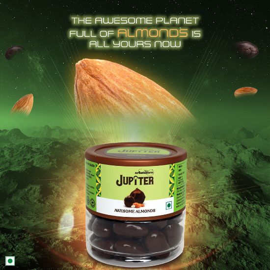 Picture of Schmitten Jupiter Almonds Coated Dark Chocolate Jar Perfect for Diwali Gifting