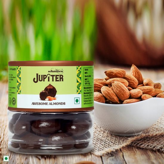 Picture of Schmitten Jupiter Almonds Coated Dark Chocolate Jar Perfect for Diwali Gifting