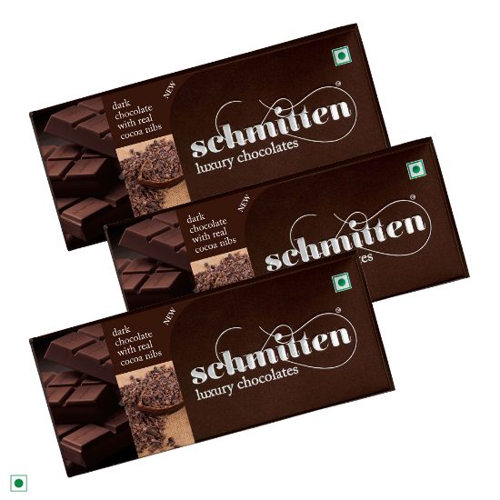 Picture of Schmitten Luxury Dark Chocolate Real Cocoa Nibs, 70 g (Pack of 3)