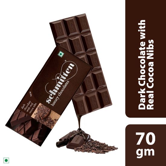 Picture of Schmitten Luxury Dark Chocolate Real Cocoa Nibs, 70 g (Pack of 3)