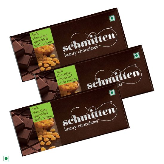 Picture of Schmitten Luxury Dark Chocolate Sprinkled With Raisin, 70 g (Pack of 3)