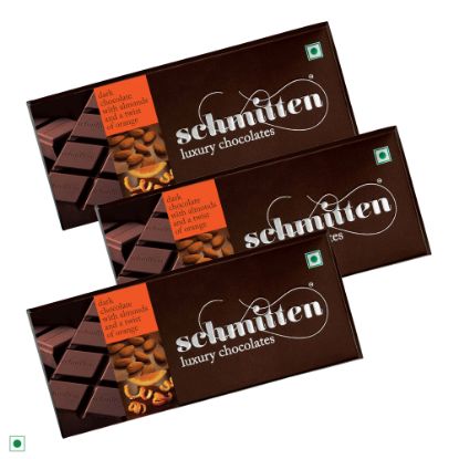 Picture of Schmitten Luxury Dark Chocolate Almond And A Twist of Orange, 70 g (Pack of 3)