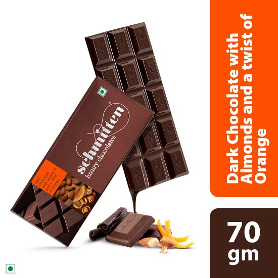 Picture of Schmitten Luxury Dark Chocolate Almond And A Twist of Orange, 70 g (Pack of 3)