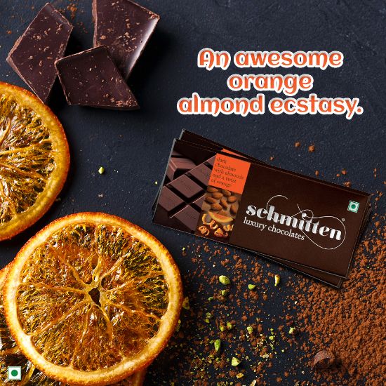 Picture of Schmitten Luxury Dark Chocolate Almond And A Twist of Orange, 70 g (Pack of 3)