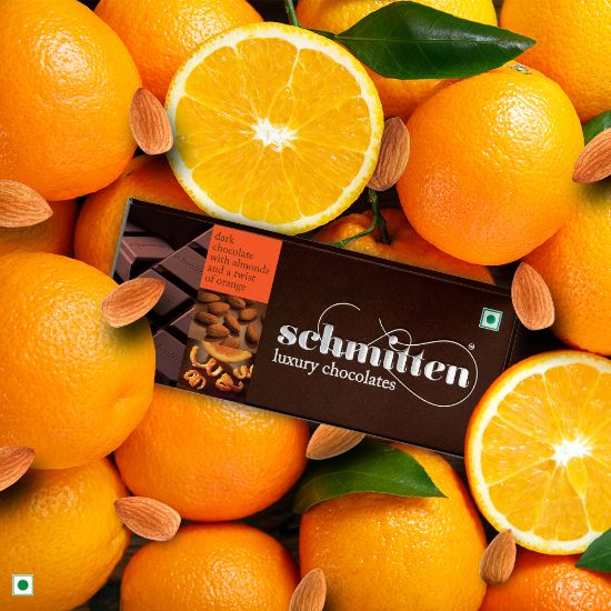 Picture of Schmitten Luxury Dark Chocolate Almond And A Twist of Orange, 70 g (Pack of 3)