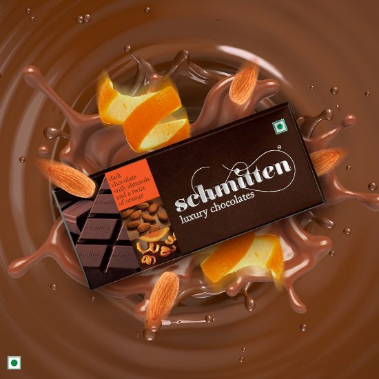 Picture of Schmitten Luxury Dark Chocolate Almond And A Twist of Orange, 70 g (Pack of 3)