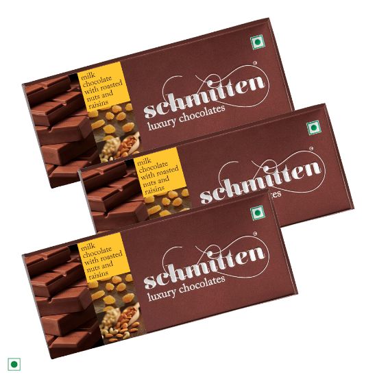 Picture of Schmitten Luxury Milk Chocolate Roasted Nuts And Raisins, 70 g (Pack of 3)