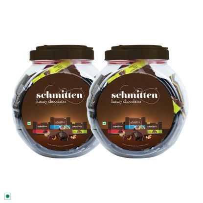 Picture of Schmitten Home Bites Assorted Dark and Milk Chocolates Minis - Pack of 2, 490g Jar Each, Premium Selection