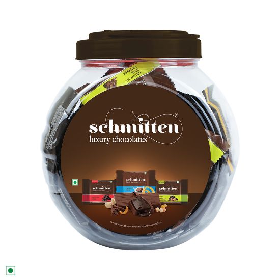 Picture of Schmitten Home Bites Assorted Dark and Milk Chocolates Minis - Pack of 2, 490g Jar Each, Premium Selection